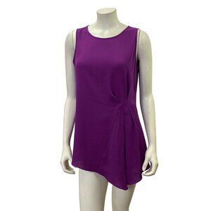 White House Black Market‎ Purple Sleeveless Asymmetrical Drape Tank Top Blouse M